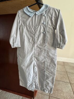 Classic Baby One-Piece Romper in Light Blue Gingham